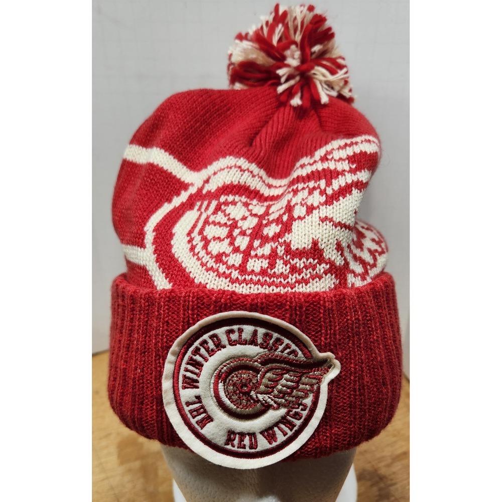 2014 Detroit Red Wings Reebok NHL Winter Classic Red Knit Pom Beanie Hat